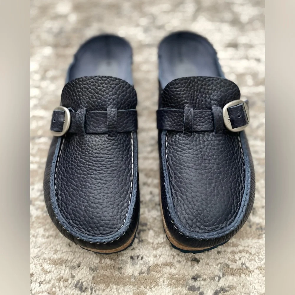 Birkenstock Buckley 39 Navy Blue Leather Clog Size 8 Womens - Picture 13 of 13